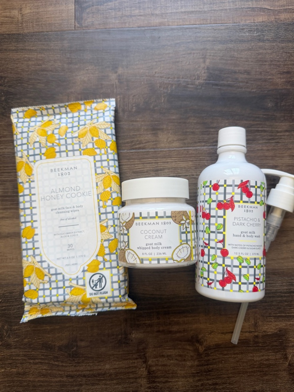 New Beekman Bundle of Almond Honey Cookie, Coconut Cream, & Cherry w/ gift bag